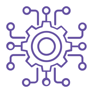 Symbol eines Zahnrads mit vernetzten Linien, Darstellung für Technologie, Digitalisierung oder Automatisierung