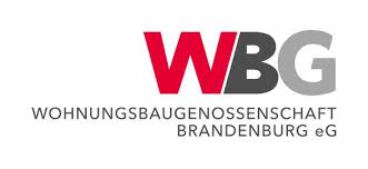 Logo der Wohnungsbaugenossenschaft Brandenburg eG mit den Buchstaben WBG in Rot und Grau.